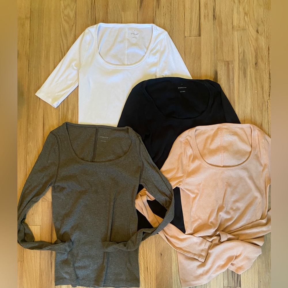 Bunch of Everlane Luxe Micro-rib half and long sleeve tees
